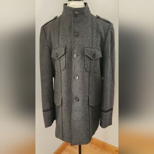 Bespoke Men's Gray Military Style Jacket In Size L